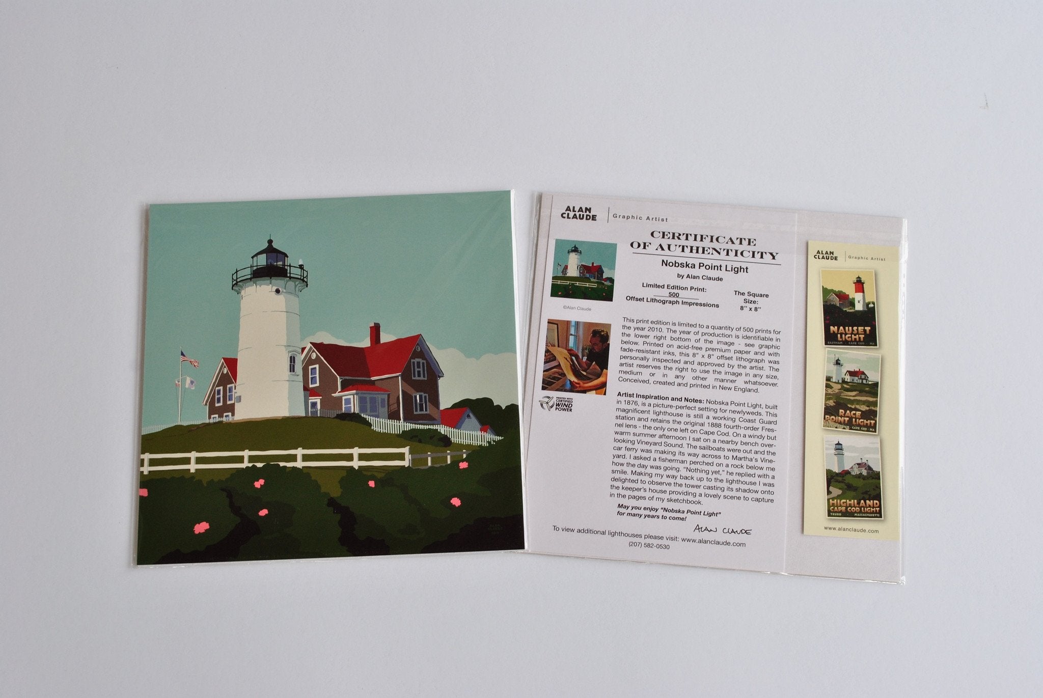Nobska Point Light Art Print 8" x 8" Square