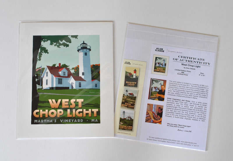 West Chop Light Art Print 8" x 10" Travel Poster - Massachusetts