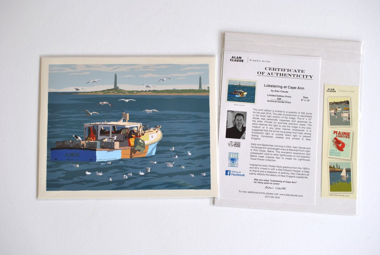 Lobstering at Cape Ann Art Print 8" x 10" Wall Poster - Massachusetts