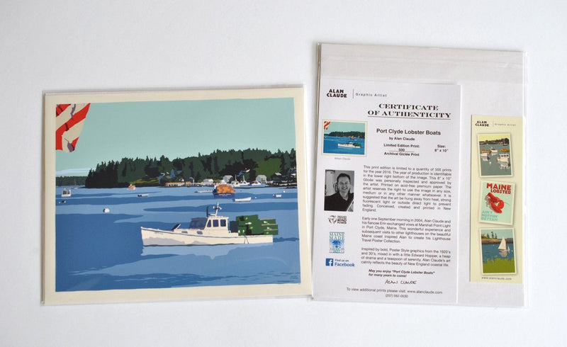 Port Clyde Lobster Boat Art Print 8" x 10" Wall Poster - Maine
