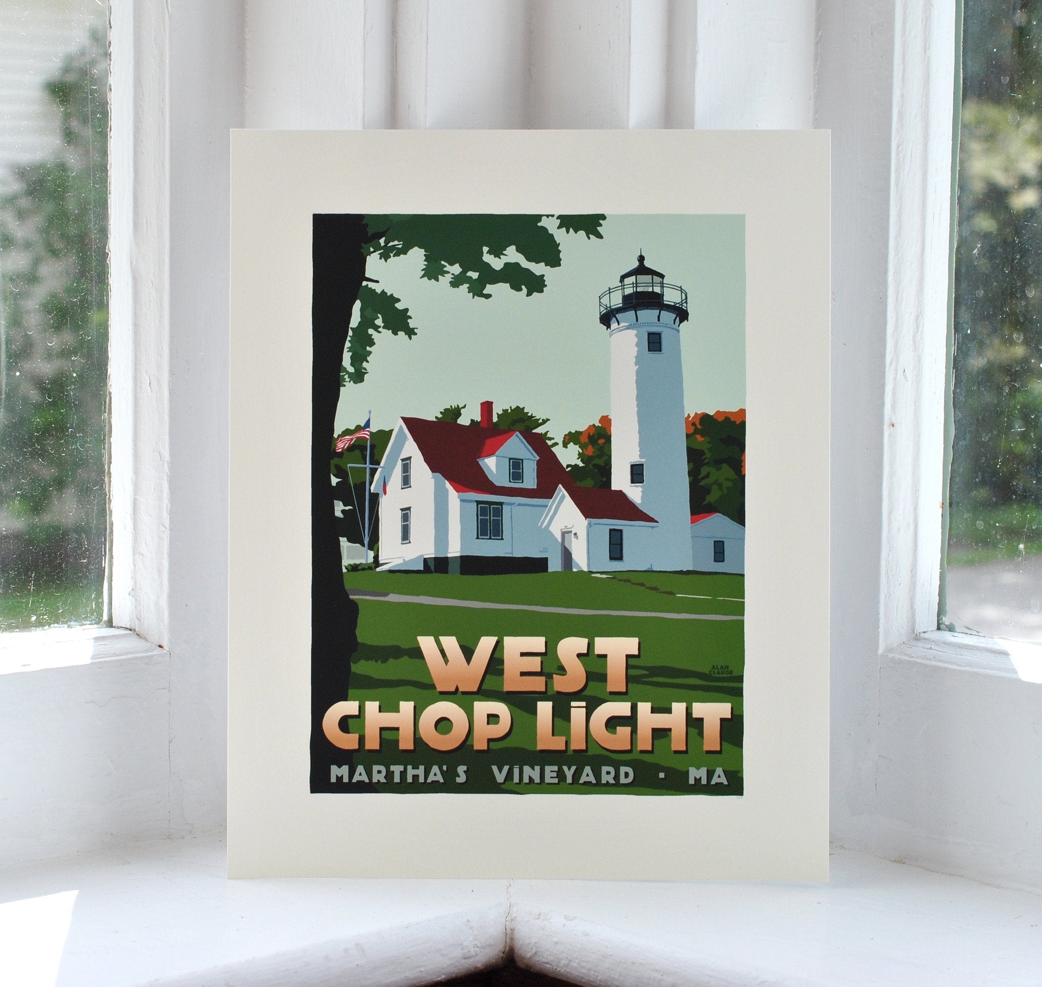 West Chop Light Art Print 8" x 10" Travel Poster - Massachusetts