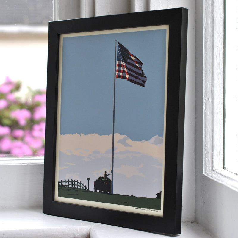 Flag at Fort Williams Art Print 8" x 10" Framed Wall Poster - Maine