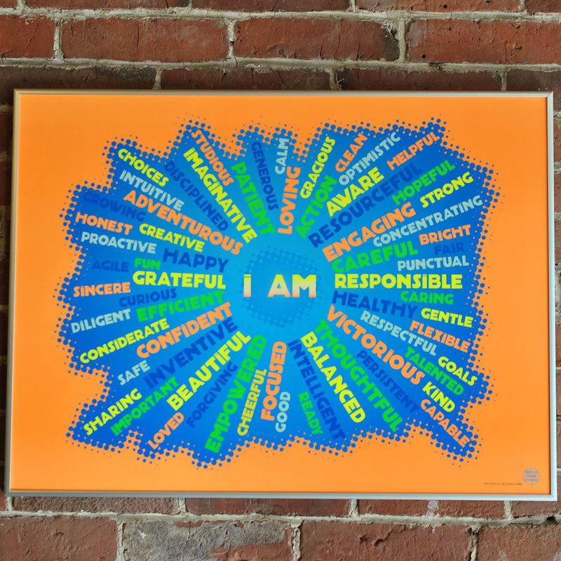 I AM YOUTH MINDFULNESS Art Print - Neon Orange 18" x 24" Framed