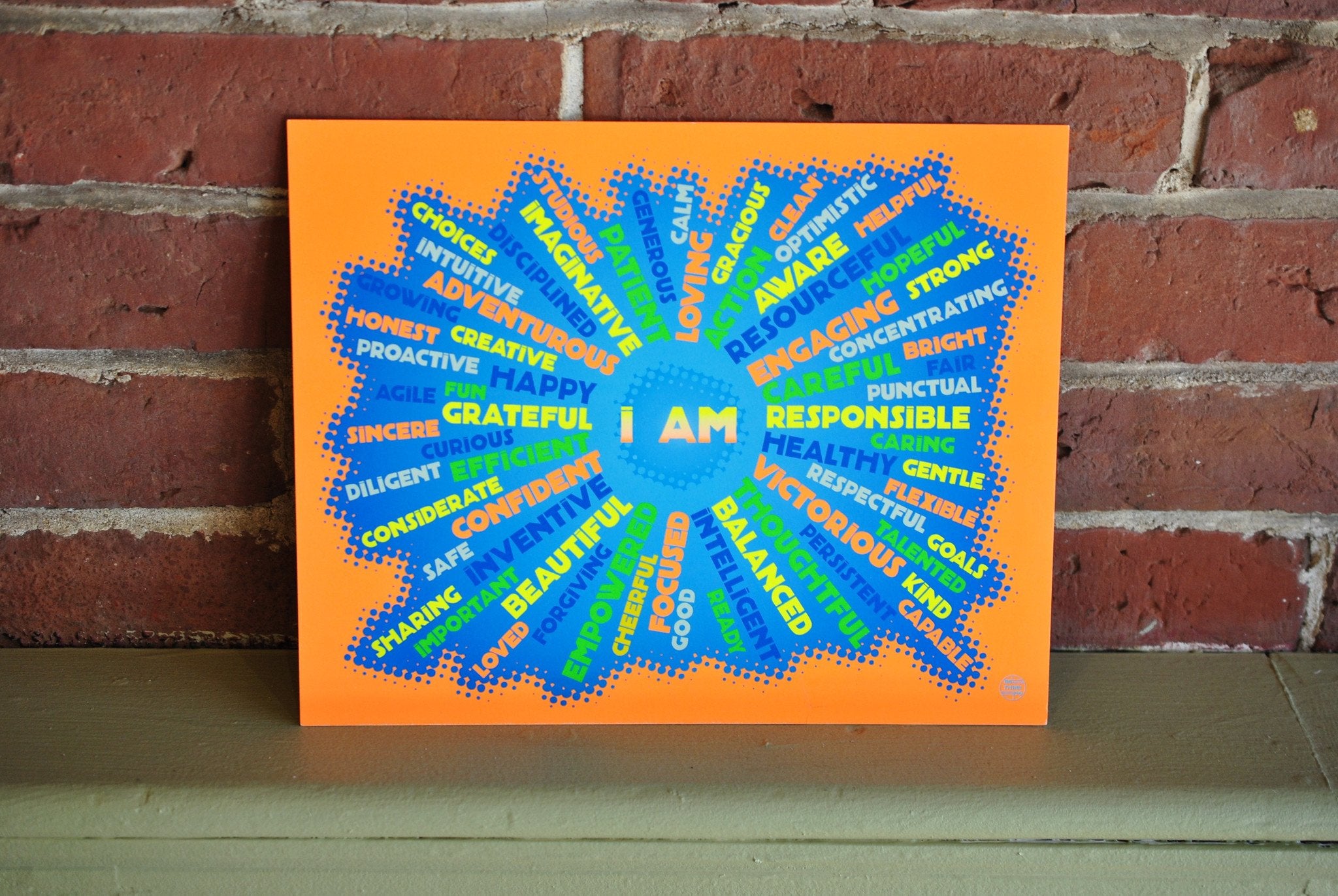 I AM Youth Mindfulness Art Print - Neon Orange 8" x 10" Wall Poster