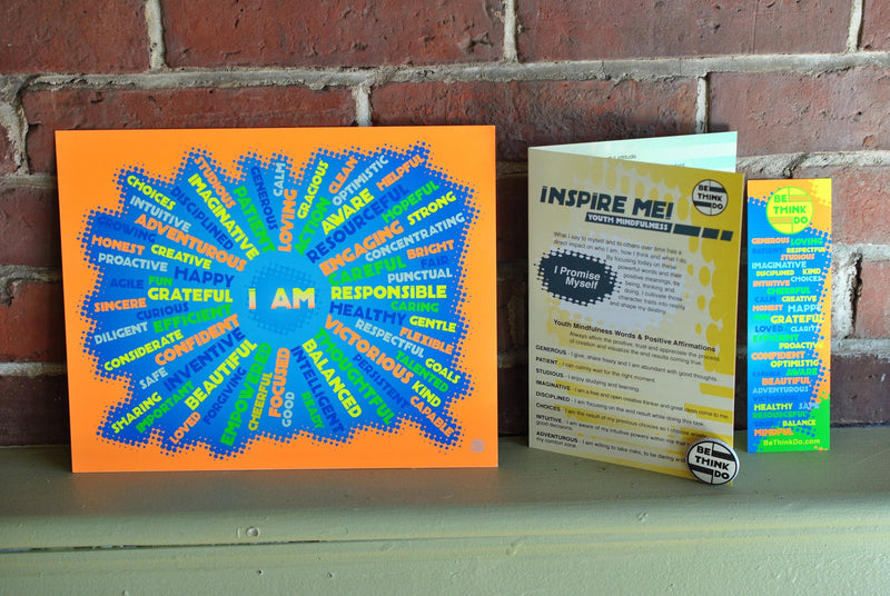 I AM Youth Mindfulness Art Print - Neon Orange 8" x 10" Wall Poster