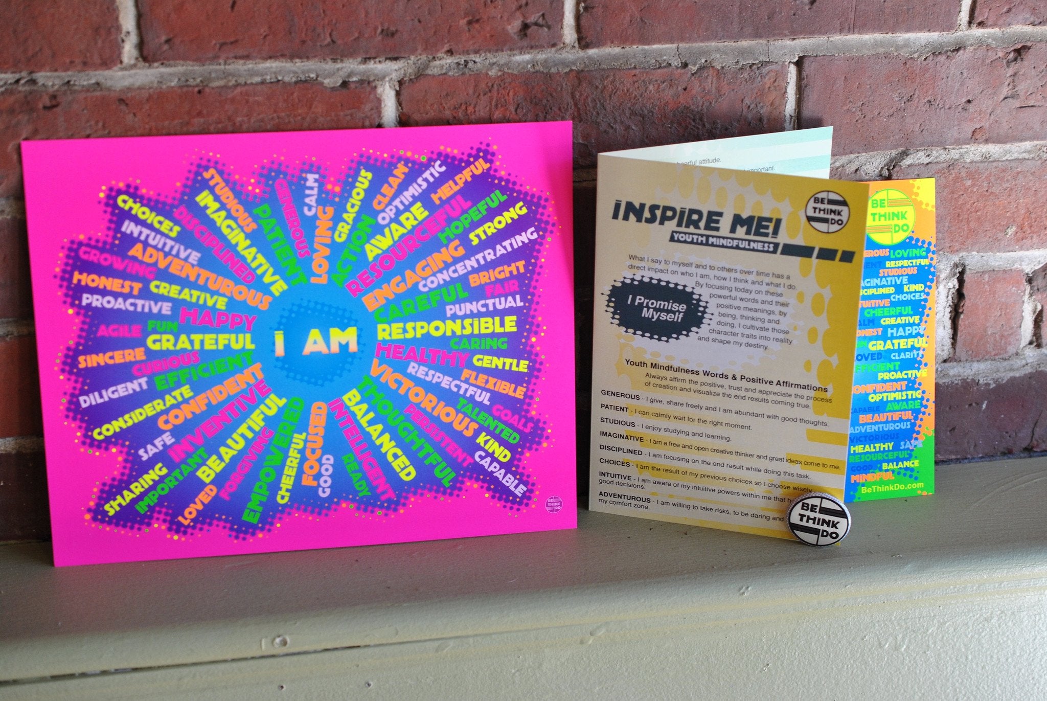 I AM Youth Mindfulness Art Print - Neon Pink 8" x 10" Wall Poster