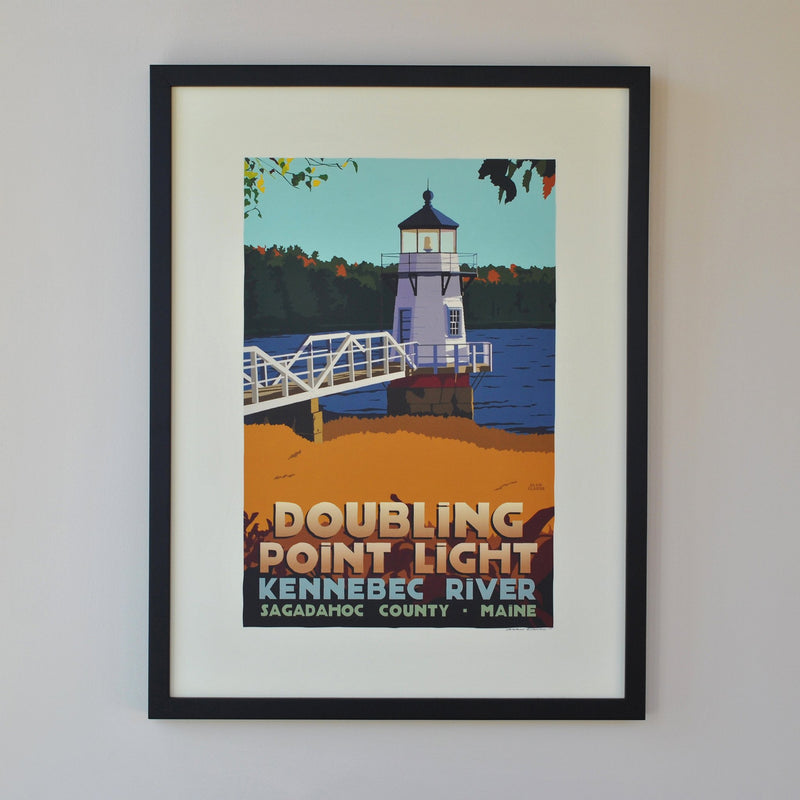 Doubling Point Light Art Print 18" x 24" Framed Travel Poster - Maine