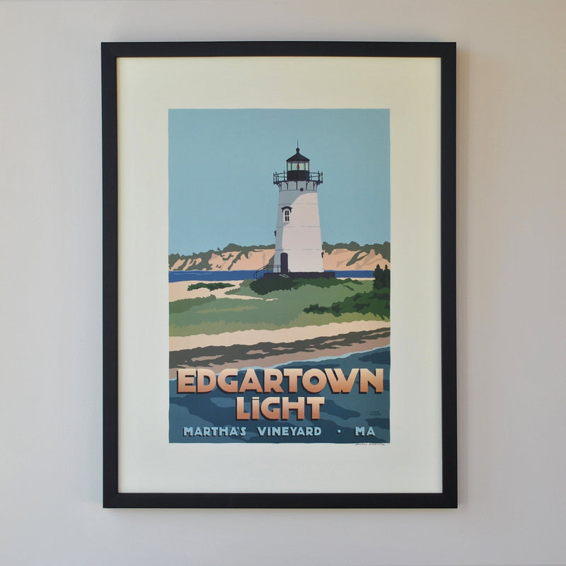 Edgartown Light Art Print 18" x 24" Framed Travel Poster - Massachusetts