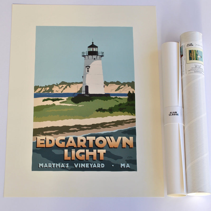 Edgartown Light Art Print 18" x 24" Travel Poster - Massachusetts