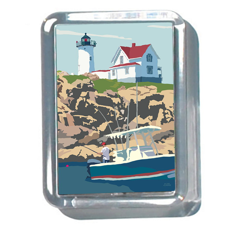 Fishing at the Nubble 2" x 2 3/4" Acrylic Magnet - Maine