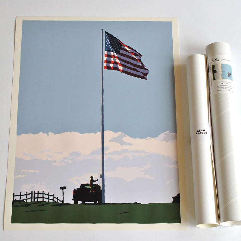 Flag at Fort Williams Art Print 18" x 24" Wall Poster - Maine