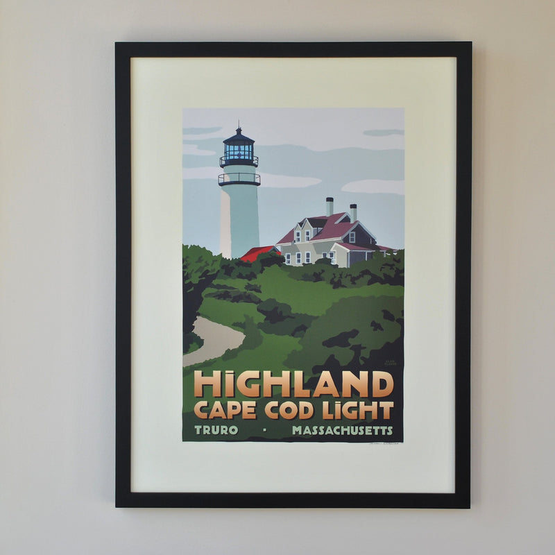 Highland Light Art Print 18" x 24" Framed Travel Poster - Massachusetts