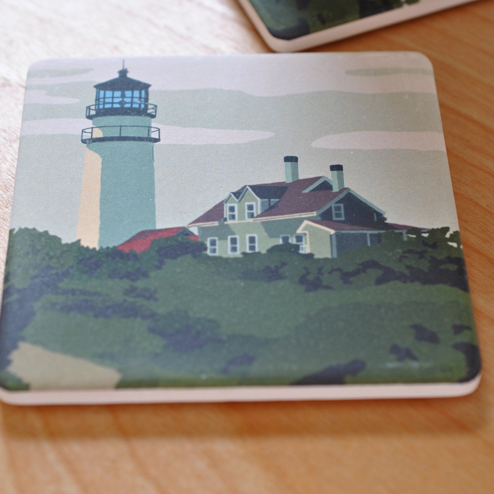 Highland Light Art Drink Coaster - Massachusetts -