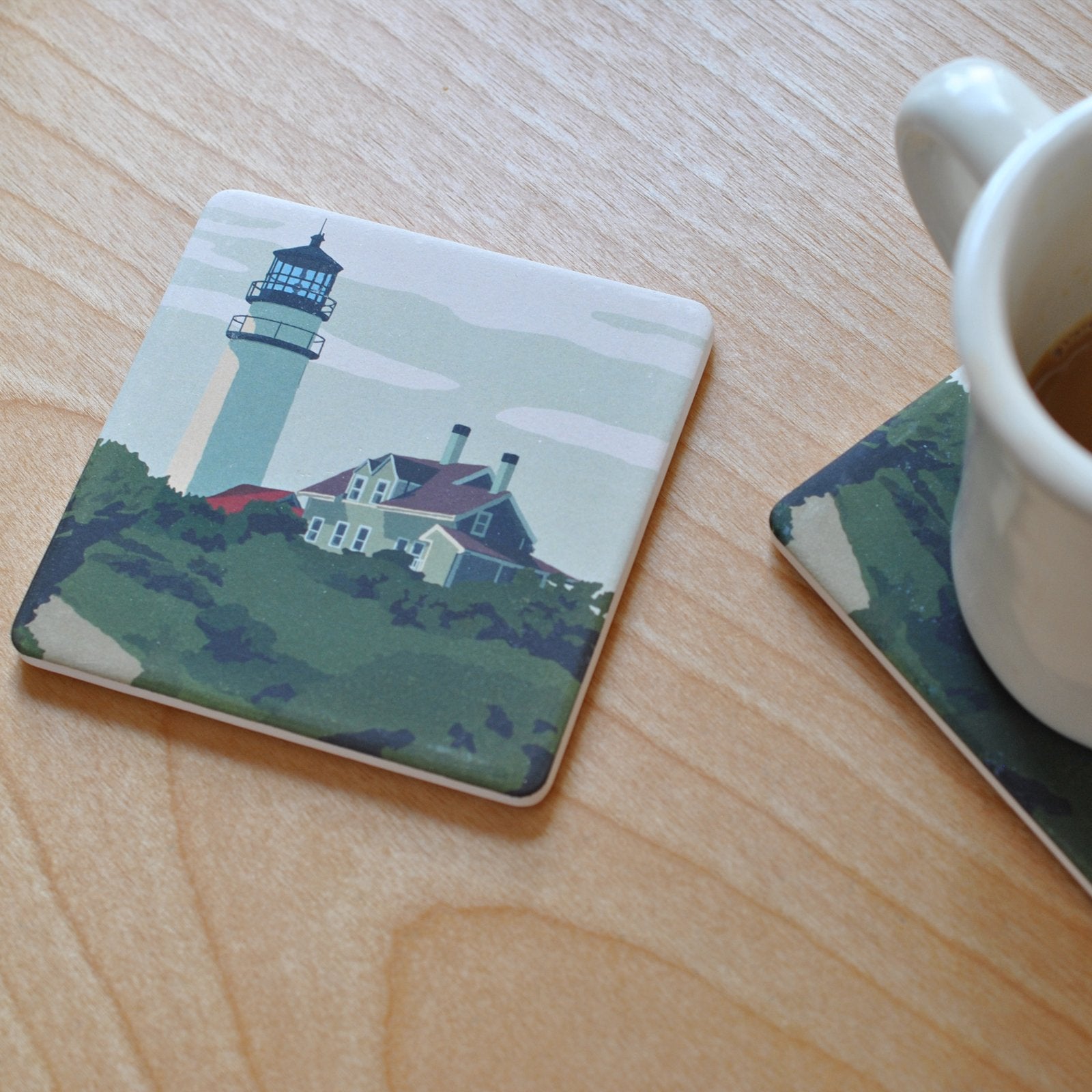 Highland Light Art Drink Coaster - Massachusetts -