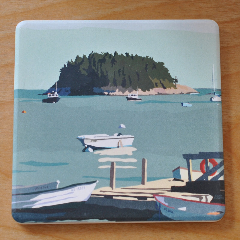 I Am An Island Art Drink Coaster - Maine