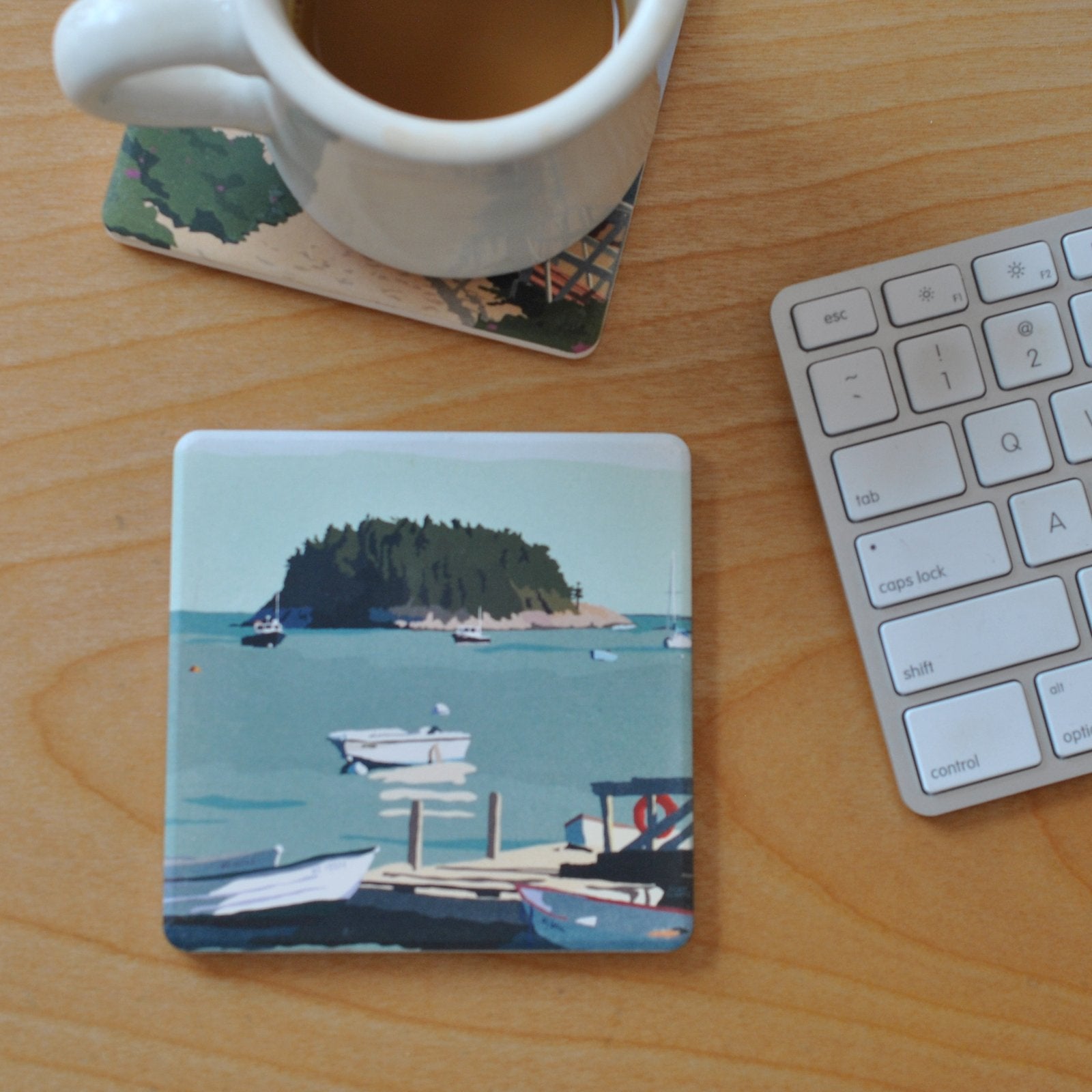 I Am An Island Art Drink Coaster - Maine