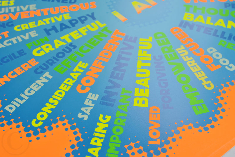 I AM Youth Mindfulness Art Print - Neon Orange 18" x 24" Wall Poster