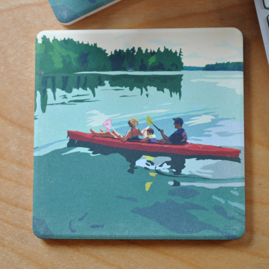 Kayaking On A Lake Art Drink Coaster