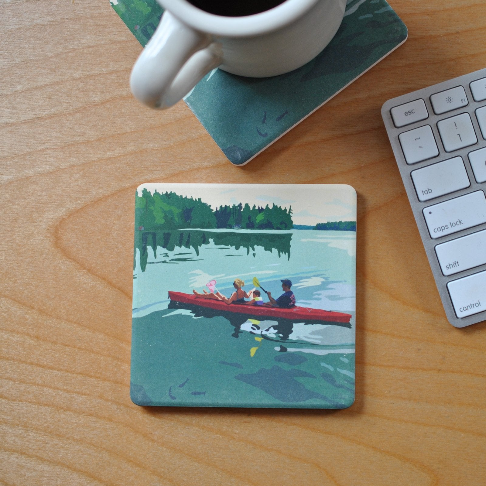 Kayaking On A Lake Art Drink Coaster