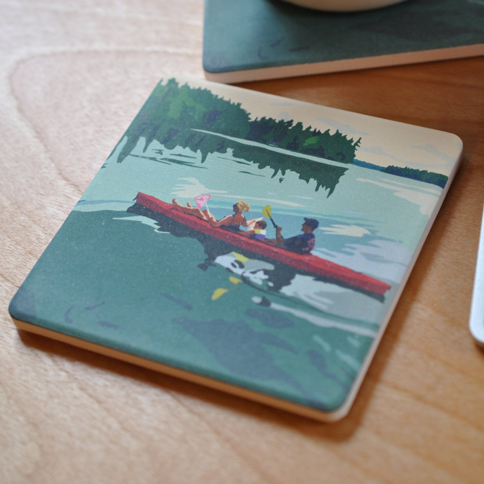 Kayaking On A Lake Art Drink Coaster
