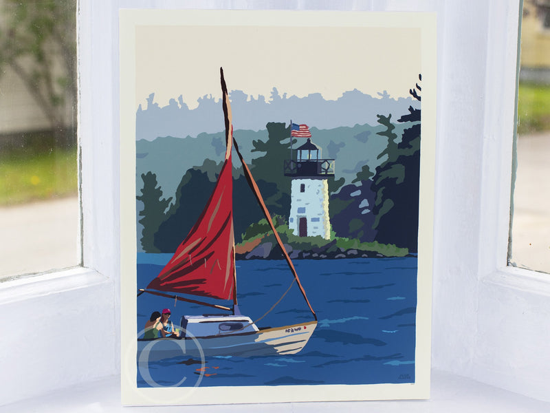 Sailing Ladies Delight Lighthouse Art Print 8" x 10" Wall Poster