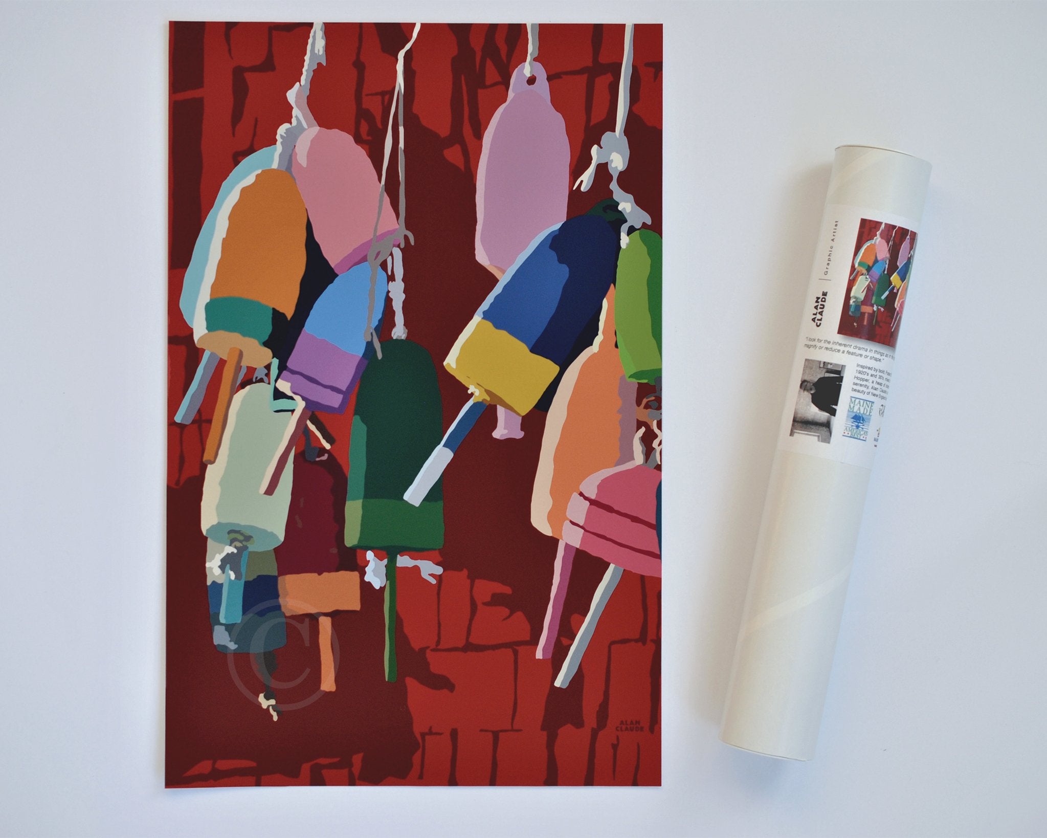 Lobster Buoys Art Print 11" x 17" Wall Poster - Maine