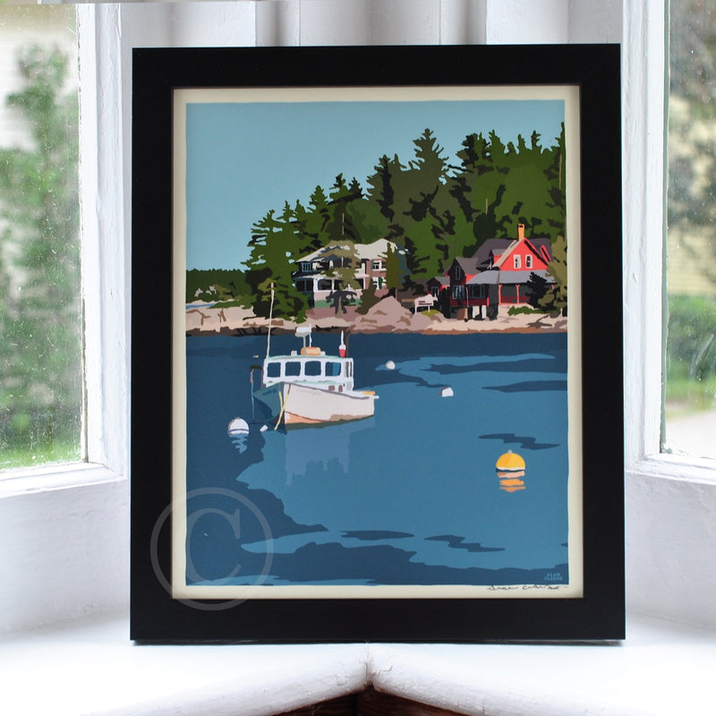 Lobster Boat at Five Islands Art Print 8" x 10" Framed Wall Poster - Maine