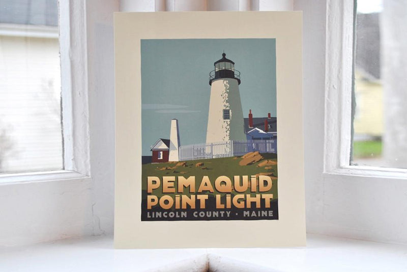 Pemaquid Point Light Art Print 8" x 10" Travel Poster - Maine