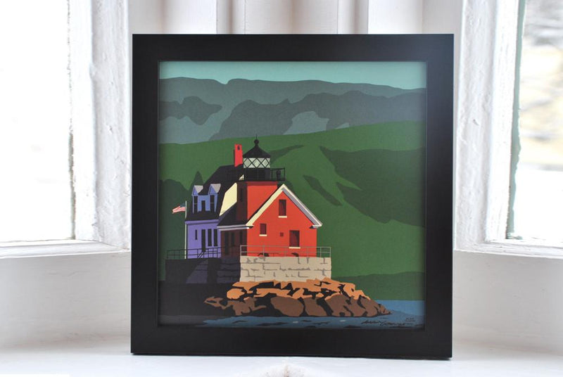 Rockland Breakwater Light Art Print 8" x 8" Framed