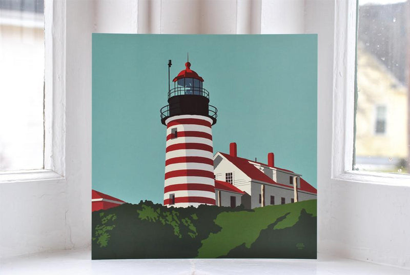 West Quoddy Head Light Art Print 8" x 8" Square