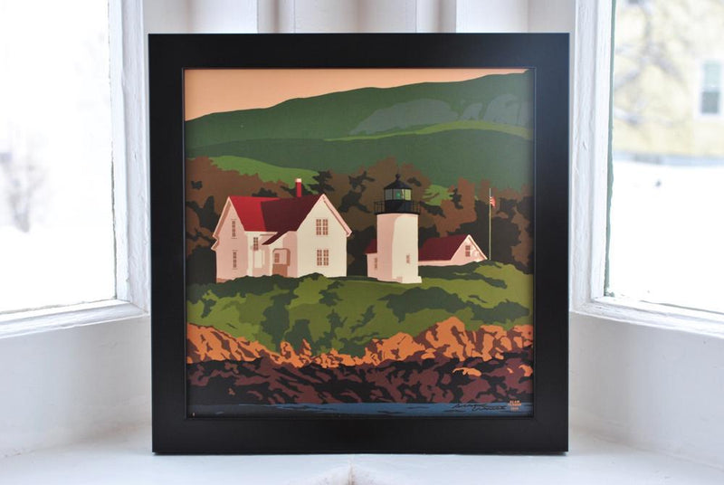 Curtis Island Light Art Print 8" x 8" Framed