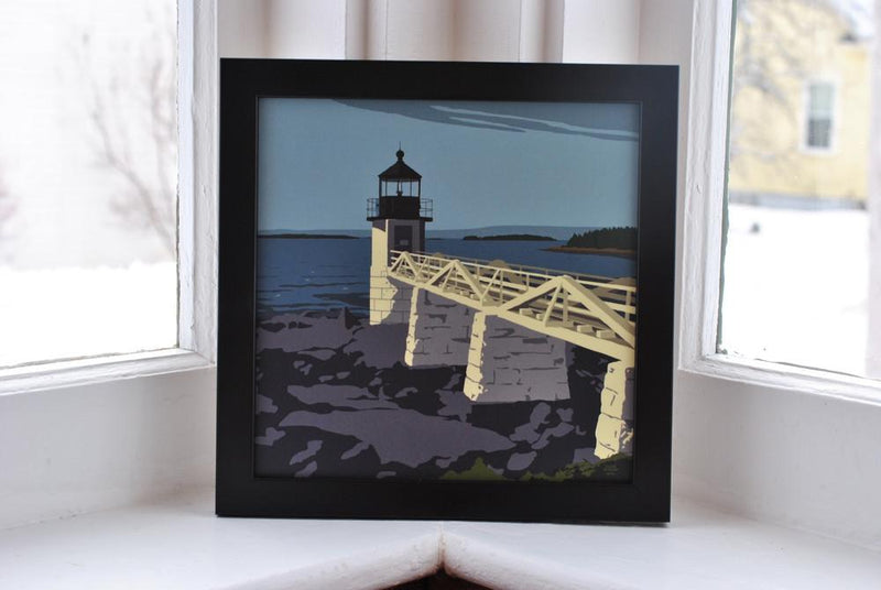 Marshall Point Light Art Print 8" x 8" Framed