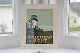 Owls Head Light Art Print 8" x 10" Travel Poster - Maine