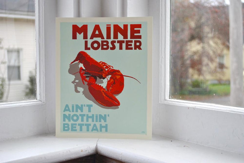 Maine Lobster Art Print 8" x 10" Travel Poster - Maine