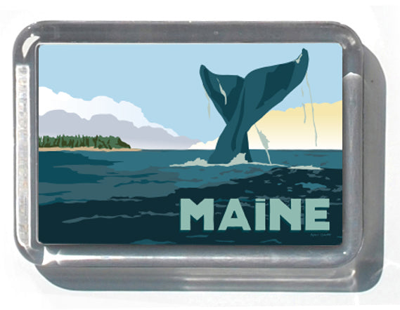 MAINE Whale Tail 2" x 2 3/4" Acrylic Magnet - Maine