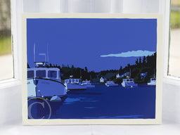 Moonlight Over Port Clyde Art Print 8" x 10" Wall Poster by Alan Claude