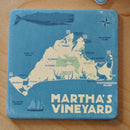 Martha's Vineyard Map Art Drink Coaster - Massachusetts