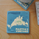 Martha's Vineyard Map Art Drink Coaster - Massachusetts