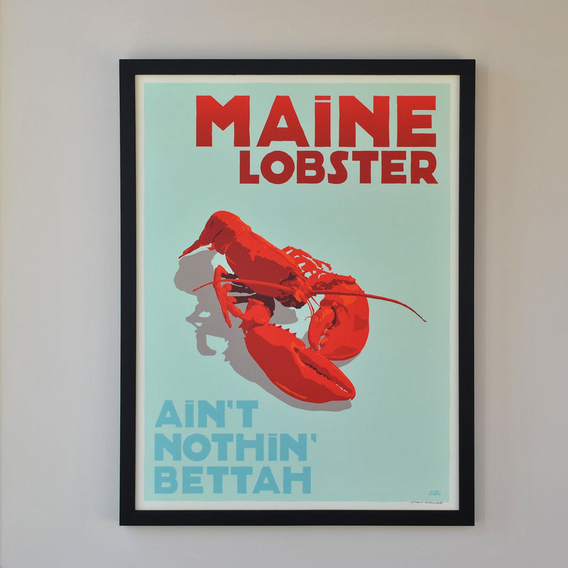 Maine Lobster Art Print 18" x 24" Framed Travel Poster - Maine
