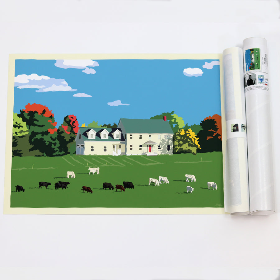 Maine Farm Art Print 18" x 24" Horizontal Wall Poster - Maine