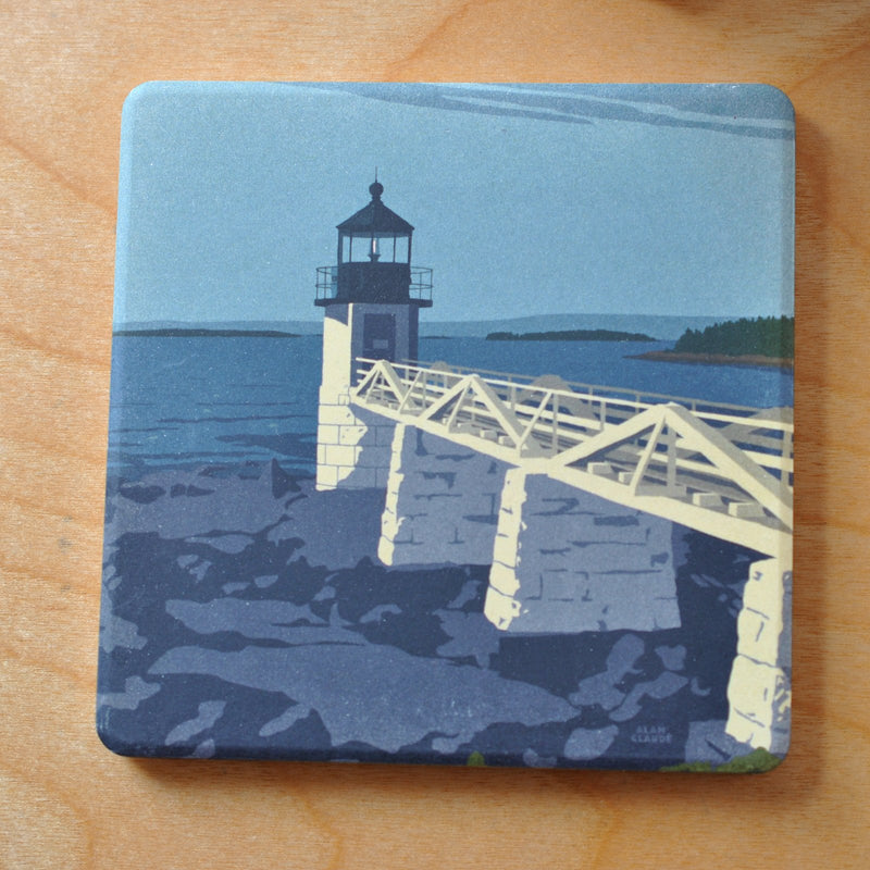 Marshall Point Light Art Drink Coaster - Maine -