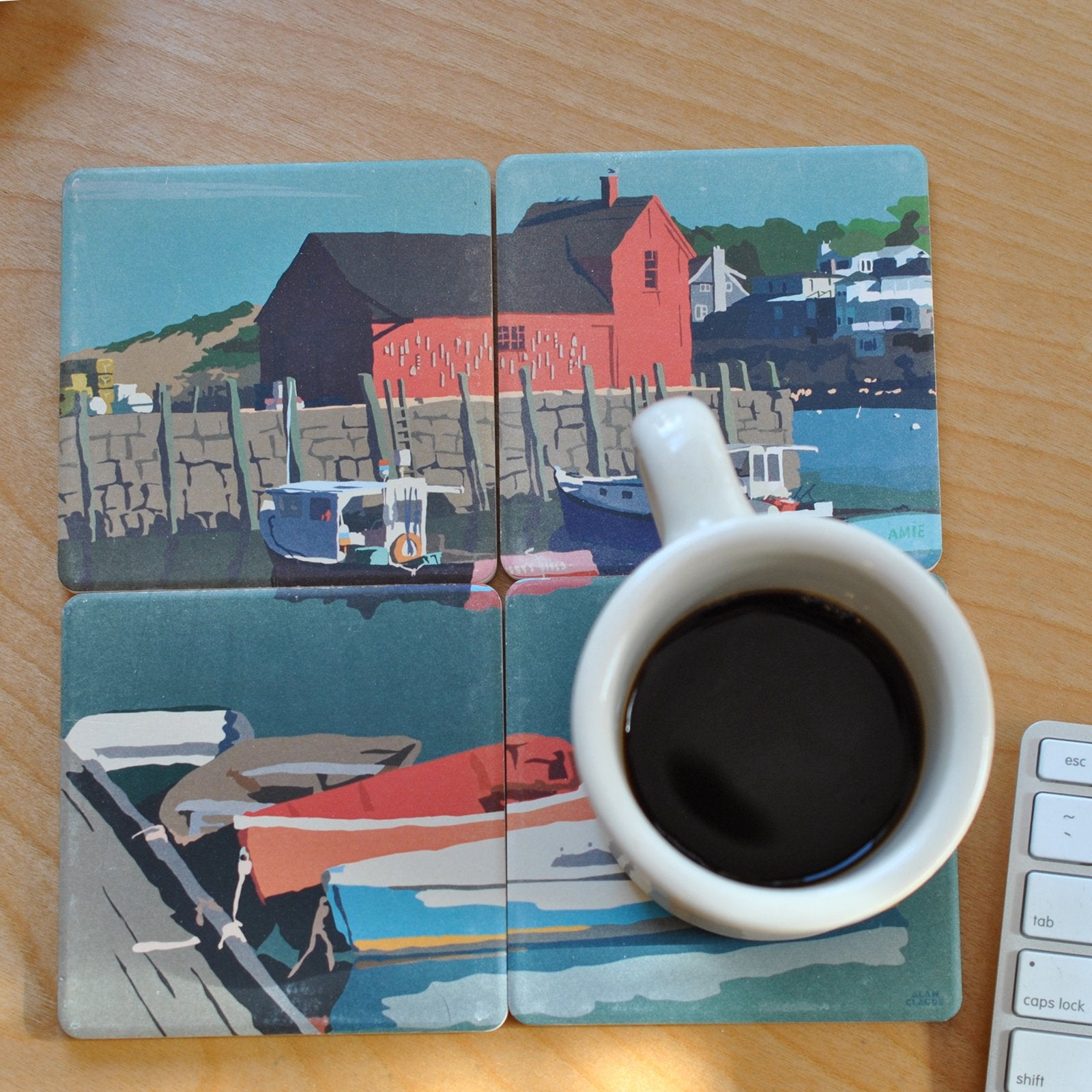 Motif No.1 Blue Sky Art Drink Coasters Puzzle - Massachusetts