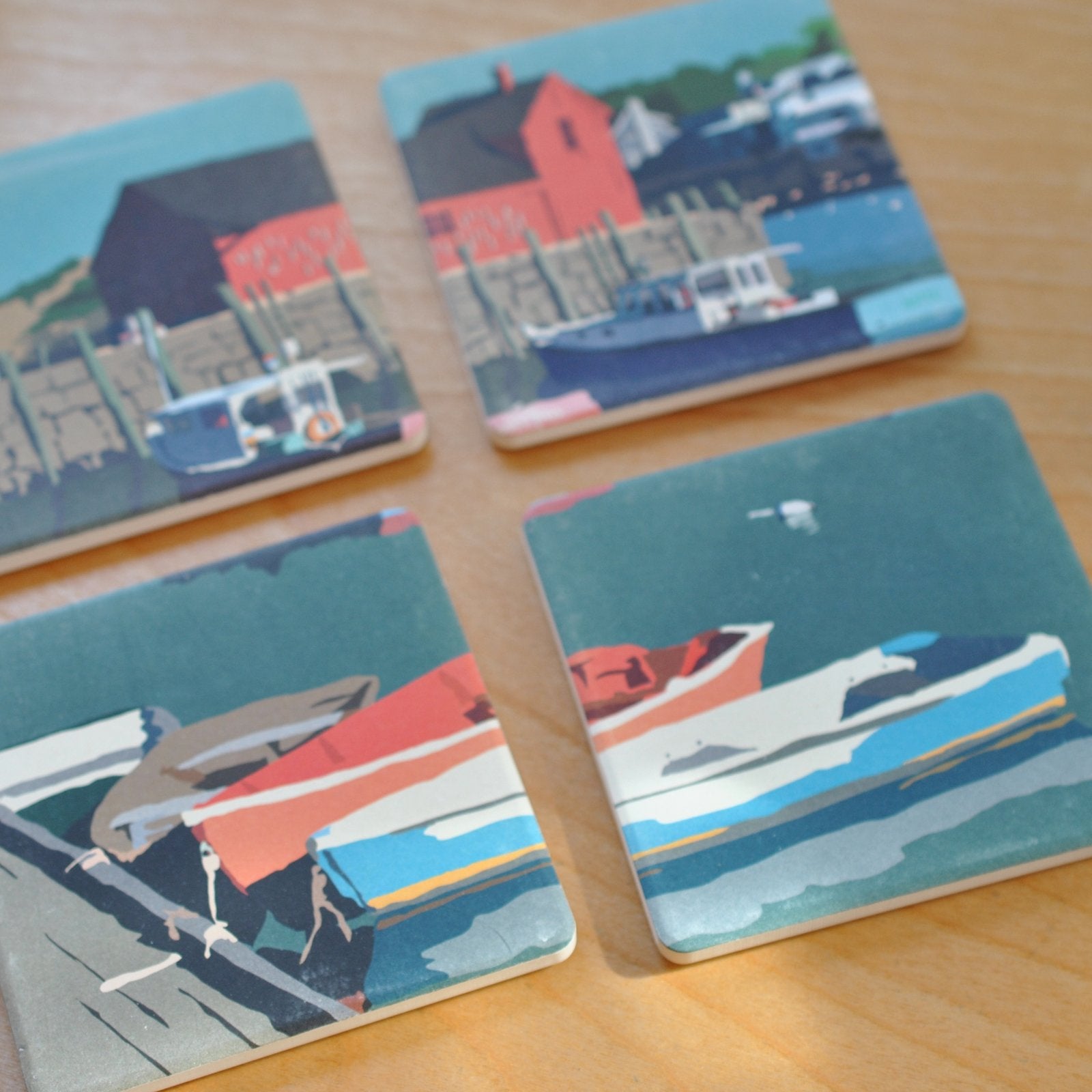 Motif No.1 Blue Sky Art Drink Coasters Puzzle - Massachusetts