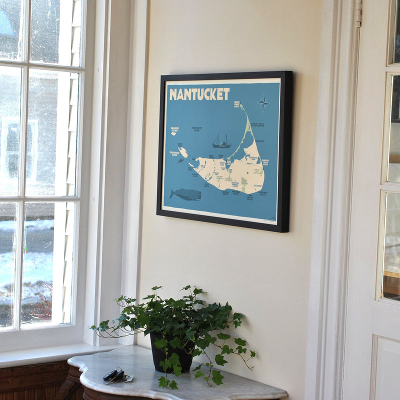 Nantucket Map Art Print 18" x 24" Framed Travel Poster - Massachusetts