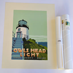 Owls Head Light Light Art Print 18" x 24" Travel Poster - Maine