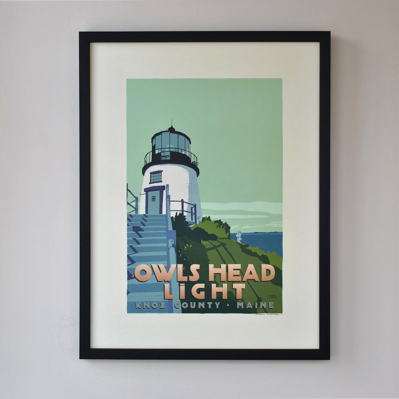 Owls Head Light Art Print 18" x 24" Framed Travel Poster - Maine