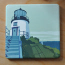 Owls Head Light Art Drink Coaster - Maine
