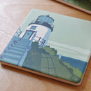Owls Head Light Art Drink Coaster - Maine