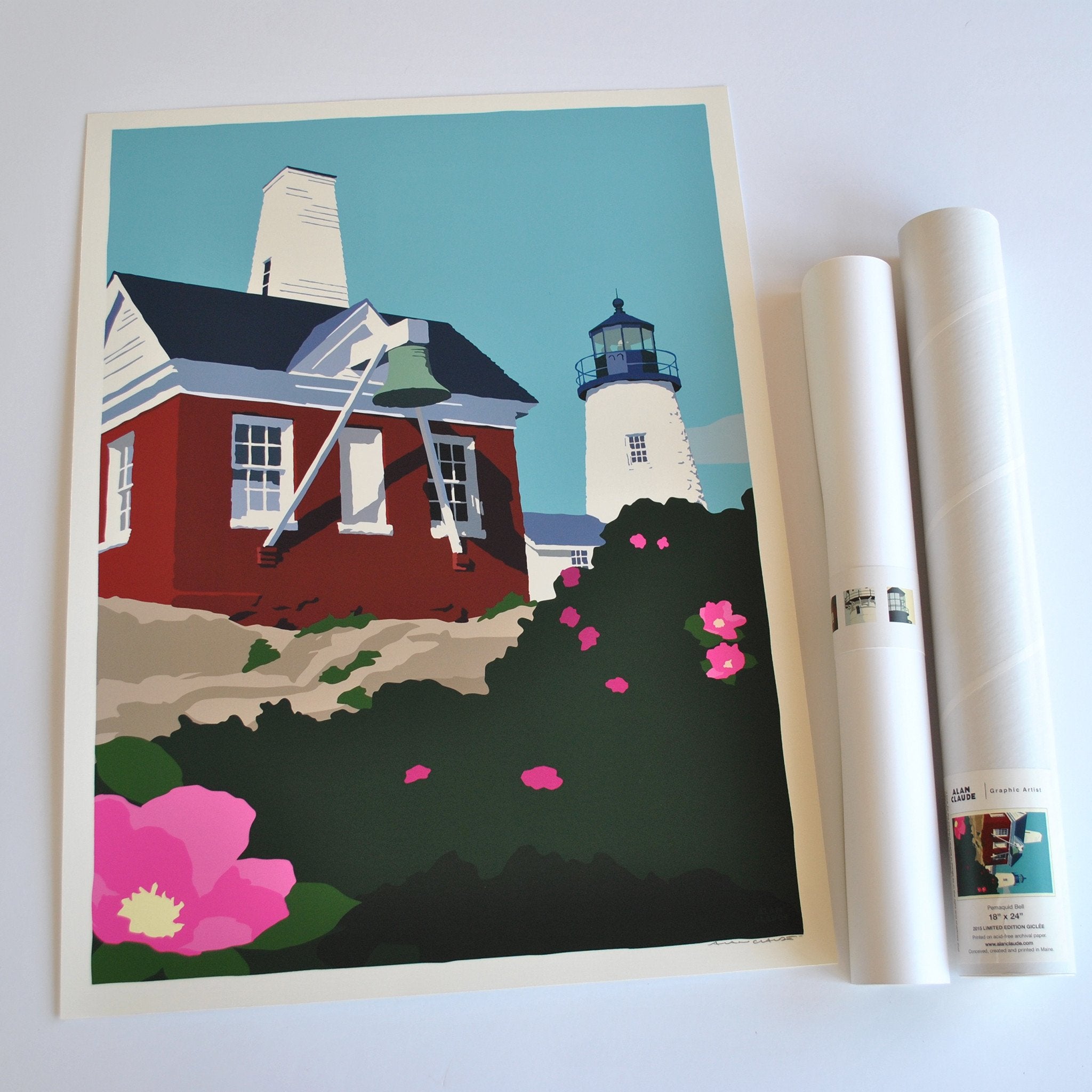 Pemaquid Point Light Bell Art Print 18" x 24" Wall Poster - Maine