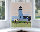Pemaquid Bicycle Girls Art Print 8" x 10" Wall Poster - Maine by Alan Claude